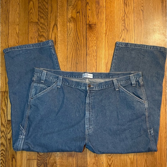 Signature Levi Strauss Carpenter Jeans Men’s 50x30 Blue Denim Utility Workwear - Picture 3 of 10
